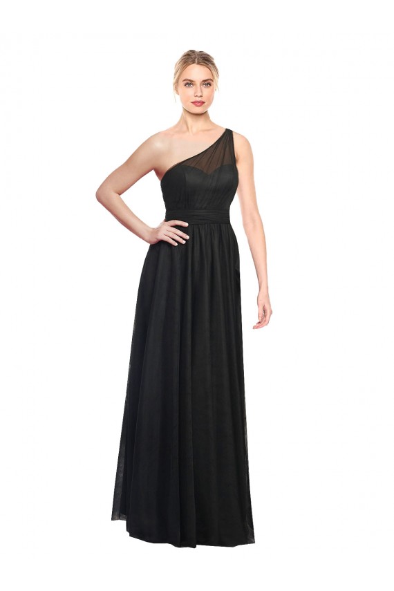 Sleeveless One Shoulder Tulle A-Line Bridesmaid Dress / Evening Dress Brighton