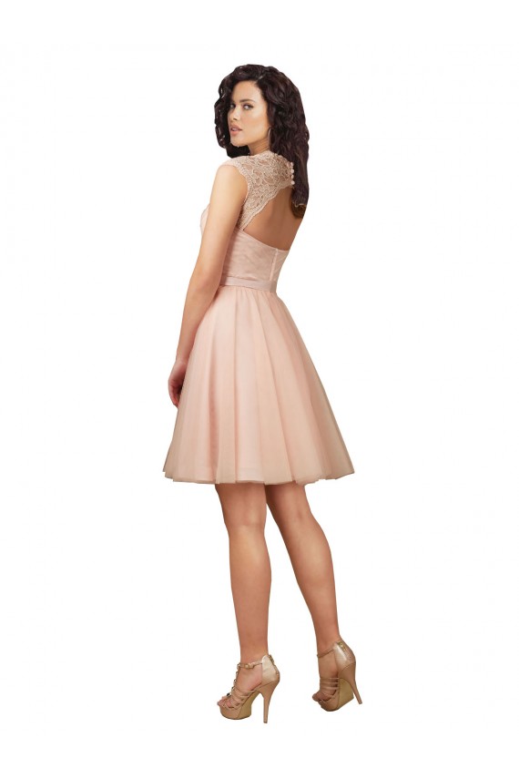 Cap Sleeves Sweetheart Keyhole Back Tulle & Lace A-Line Bridesmaid Dress Brighton