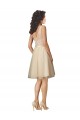 Sleeveless Champagne V-Neck V-Back Tulle & Lace A-Line Bridesmaid Dress Brighton