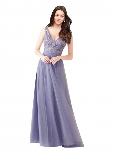 Sleeveless Sweetheart V-Back Tulle & Lace A-Line Formal Dress / Bridesmaid Dress Brighton