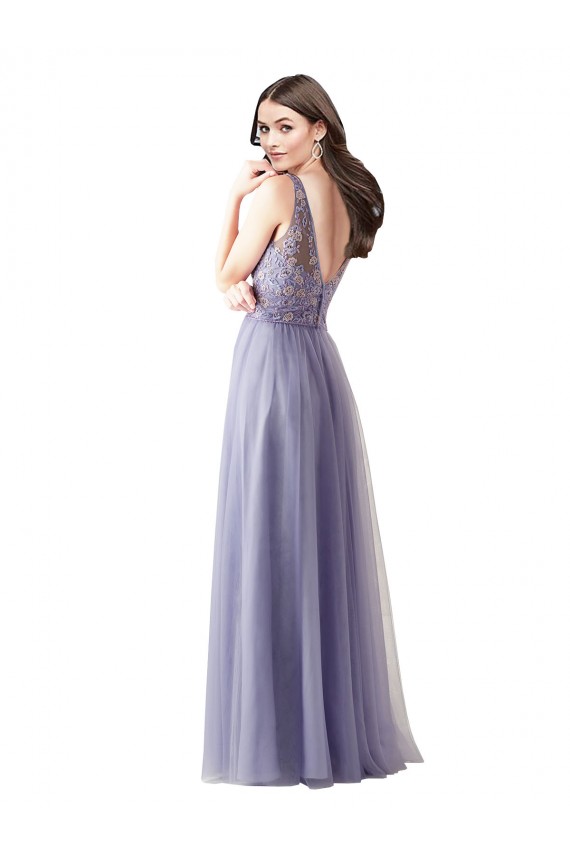 Sleeveless Sweetheart V-Back Tulle & Lace A-Line Formal Dress / Bridesmaid Dress Brighton