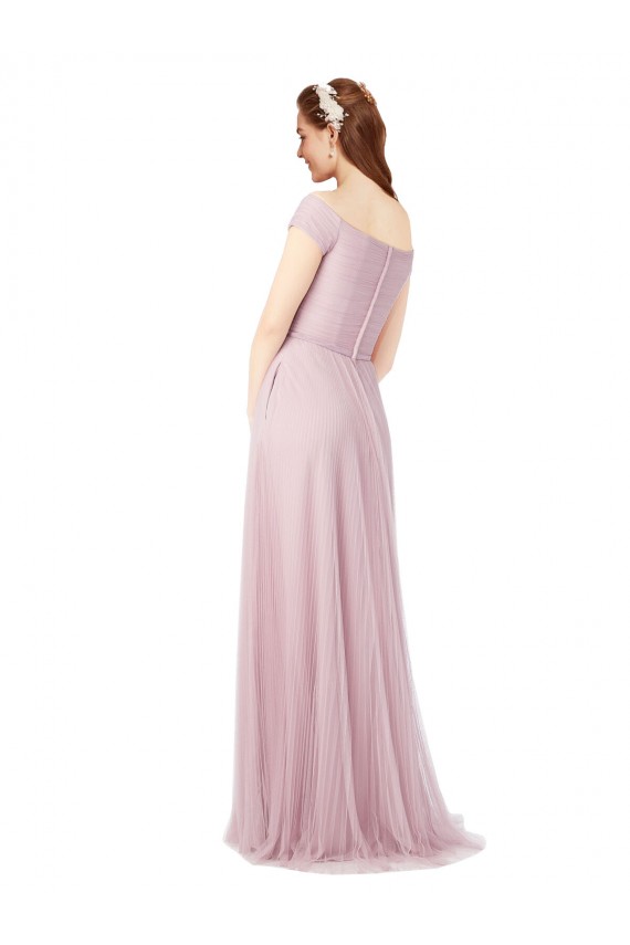 Sleeveless Off the Shoulder Tulle A-Line Bridesmaid Dress / Evening Dress Brighton