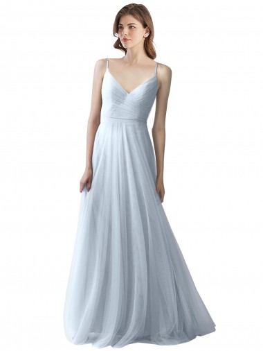 Sleeveless Spaghetti Straps Soft Tulle A-Line Bridesmaid Dress Brighton