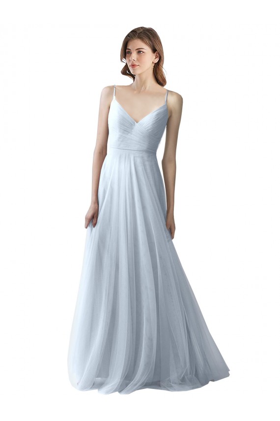 Sleeveless Spaghetti Straps Soft Tulle A-Line Bridesmaid Dress Brighton