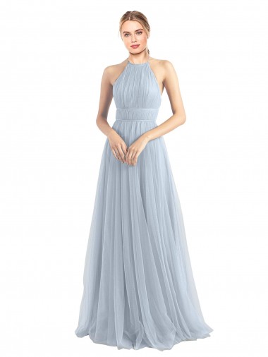 Sleeveless Halter Neck Criss Cross Back Tulle A-Line Bridesmaid Dress Brighton