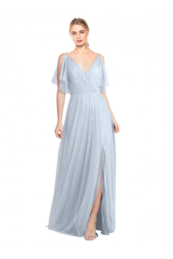 Flutter Sleeves Spaghetti Straps V-Back Tulle A-Line Bridesmaid Dress / Evening Dress Brighton