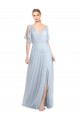 Flutter Sleeves Spaghetti Straps V-Back Tulle A-Line Bridesmaid Dress / Evening Dress Brighton