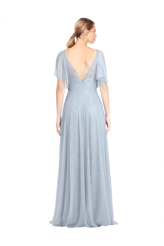 Flutter Sleeves Spaghetti Straps V-Back Tulle A-Line Bridesmaid Dress / Evening Dress Brighton