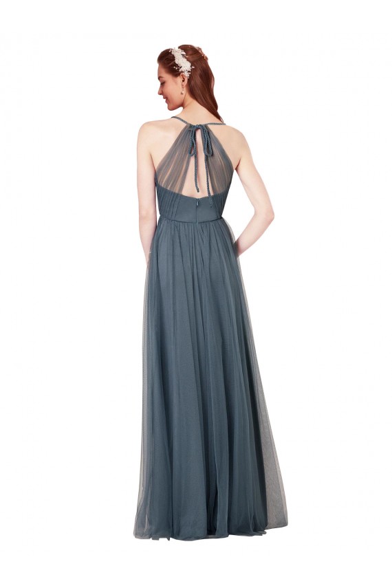 Sleeveless Spaghetti Straps Keyhole Back Tulle A-Line Bridesmaid Dress Brighton