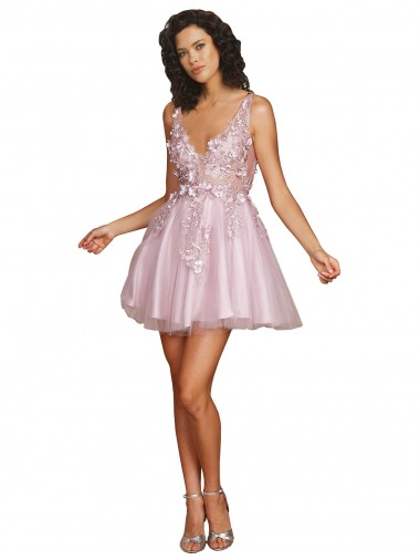 Sleeveless V-Neck V-Back Tulle A-Line Bridesmaid Dress Brighton