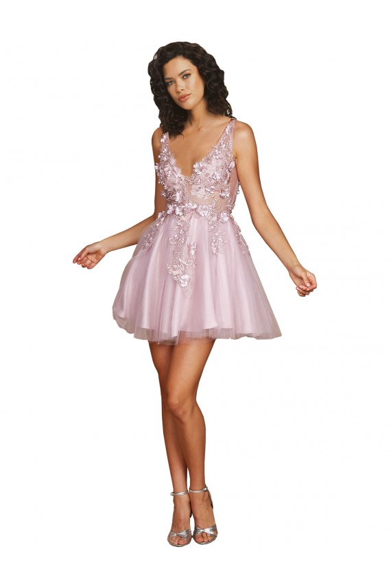 Sleeveless V-Neck V-Back Tulle A-Line Bridesmaid Dress Brighton