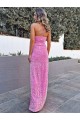 Sleeveless Halter Neck Velvet Sequin Sheath Prom Dress Brighton