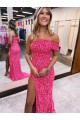 Sleeveless One Shoulder Velvet Sequin Sheath Evening Gown Brighton