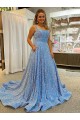 Sleeveless Scoop Neck Velvet Sequin A-Line Prom Dress / Evening Dress Brighton