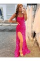 Sleeveless Spaghetti Straps Velvet Sequin Sheath Prom Dress / Evening Gown Brighton