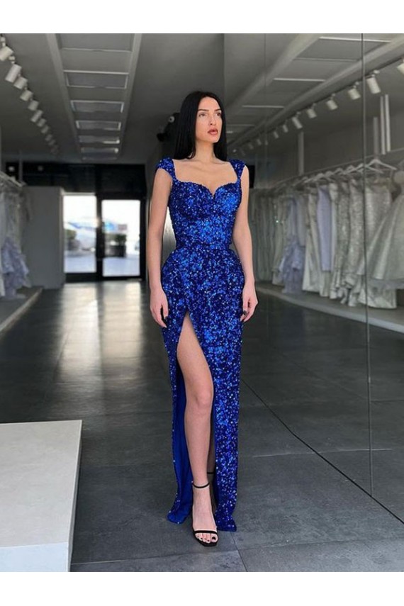 Sleeveless Spaghetti Straps Velvet Sequin Sheath Evening Gown / Prom Dress Brighton