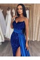 Sleeveless Sweetheart Velvet Sequin Sheath Prom Dresses Brighton