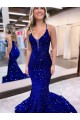 Sleeveless V-Neck Velvet Sequin Mermaid Prom Dress Brighton