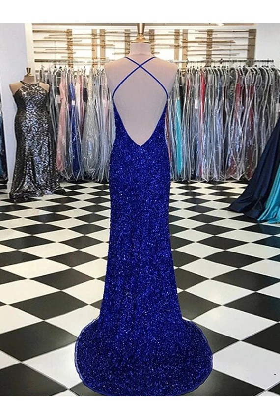 Sleeveless V-Neck Velvet Sequin Sheath Prom Dress / Evening Gown Brighton