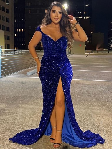 Sleeveless V-Neck Velvet Sequin Sheath Dress Brighton