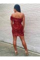 Sleeveless One Shoulder Velvet Sequin Sheath Prom Dress Brighton