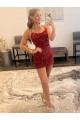 Sleeveless Burgundy Spaghetti Straps Velvet Sequin Sheath Prom Dress / Evening Gown Brighton