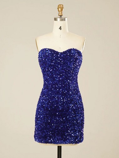 Sleeveless Sweetheart Velvet Sequin Sheath Prom Dress Brighton