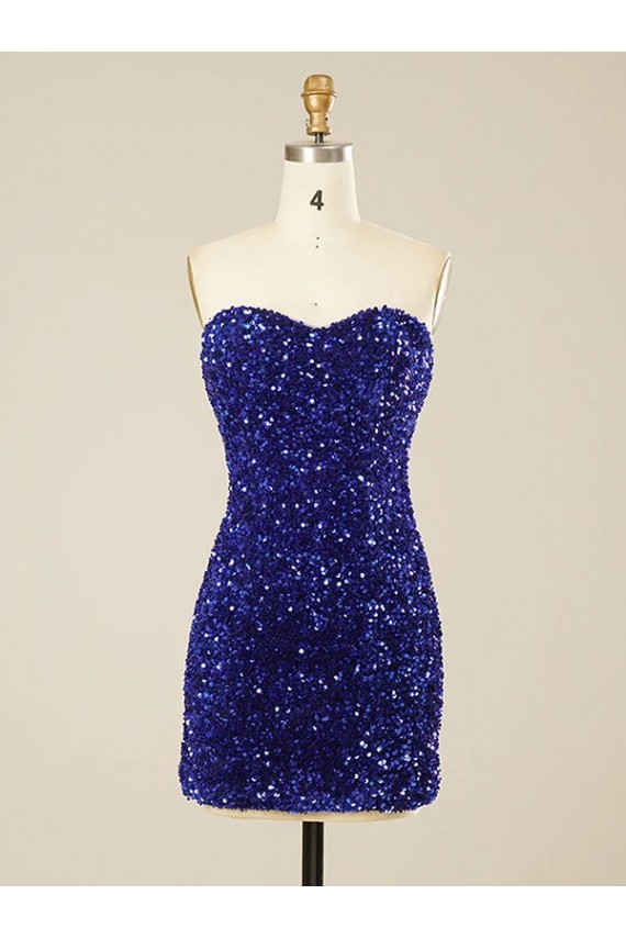 Sleeveless Sweetheart Velvet Sequin Sheath Prom Dress Brighton