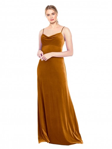 Sleeveless Spaghetti Straps Stretch Velvet A-Line Prom Dress / Bridesmaid Dress Brighton
