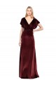 Flutter Sleeves V-Neck Open Back Stretch Velvet A-Line Prom Dress / Bridesmaid Dress Brighton