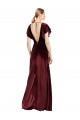 Flutter Sleeves V-Neck Open Back Stretch Velvet A-Line Prom Dress / Bridesmaid Dress Brighton