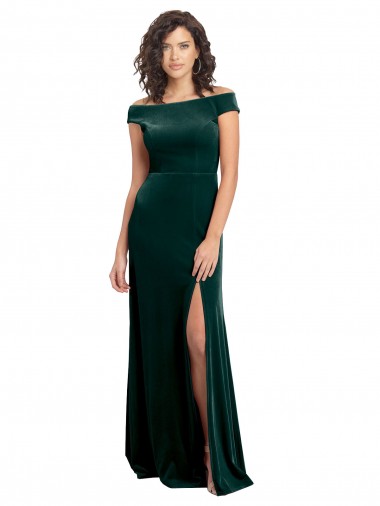 Cap Sleeves Square Neck Stretch Velvet A-Line Formal Evening Gown / Prom Dress / Bridesmaid Dress Brighton