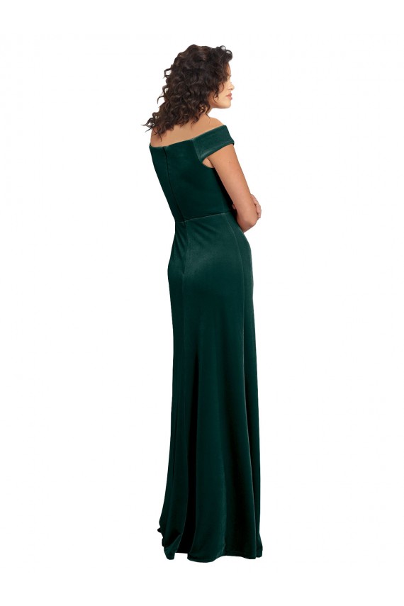 Cap Sleeves Square Neck Stretch Velvet A-Line Formal Evening Gown / Prom Dress / Bridesmaid Dress Brighton