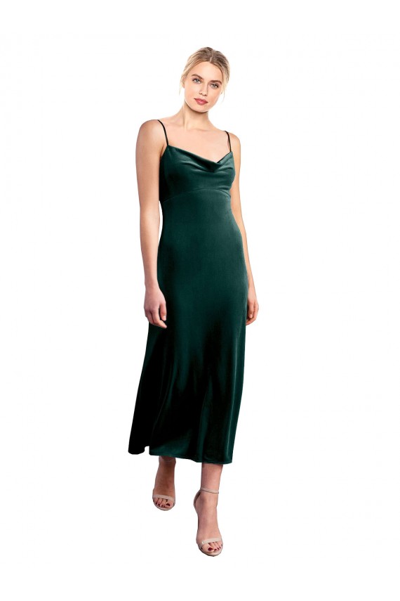 Sleeveless Spaghetti Straps Low Back Stretch Velvet A-Line Prom Dress / Bridesmaid Dress Brighton