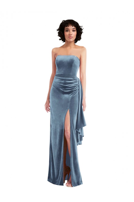 Sleeveless Strapless Low Back Stretch Velvet Sheath Formal Evening Gown / Prom Dress / Bridesmaid Dress Brighton