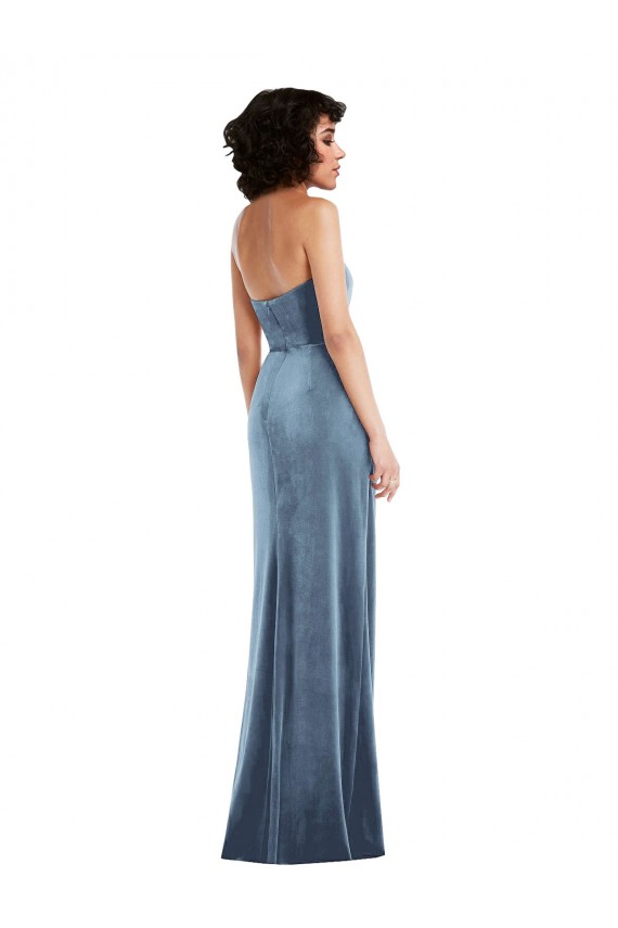 Sleeveless Strapless Low Back Stretch Velvet Sheath Formal Evening Gown / Prom Dress / Bridesmaid Dress Brighton