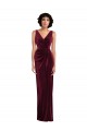 Sleeveless V-Neck Stretch Velvet Sheath Semi Formal Evening Dress / Prom Dress / Bridesmaid Dress Brighton