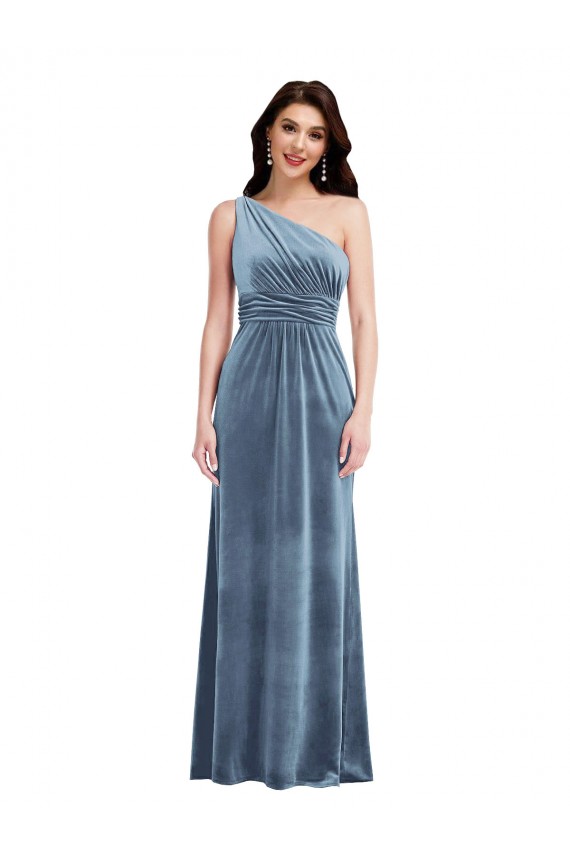 Sleeveless Off the Shoulder Stretch Velvet A-Line Bridesmaid Dress / Evening Dress Brighton