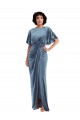 Flutter Sleeves Open Back Stretch Velvet Sheath Semi Formal Evening Dress / Prom Dress / Bridesmaid Dress Brighton