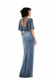 Flutter Sleeves Open Back Stretch Velvet Sheath Semi Formal Evening Dress / Prom Dress / Bridesmaid Dress Brighton