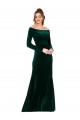 Long Sleeves Off the Shoulder Stretch Velvet Sheath Formal Evening Gown / Prom Dress / Bridesmaid Dress Brighton