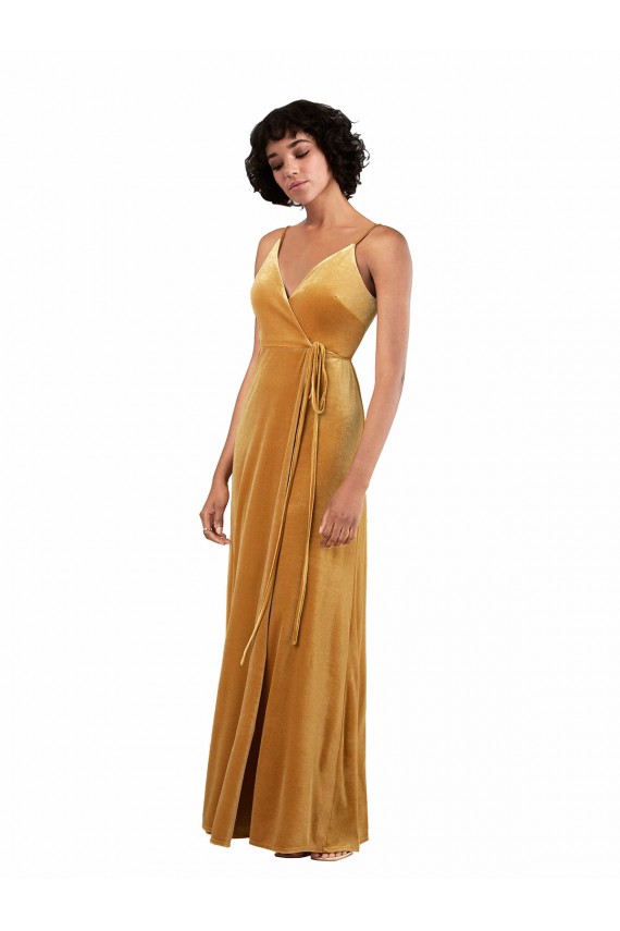 Sleeveless V-Neck V-Back Stretch Velvet Column Black Tie Evening Gown / Prom Dress / Bridesmaid Dress Brighton