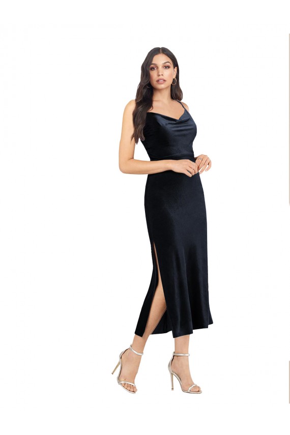 Sleeveless Cowl Neck Low Back Stretch Velvet Column Formal Evening Gown / Prom Dress / Bridesmaid Dress Brighton