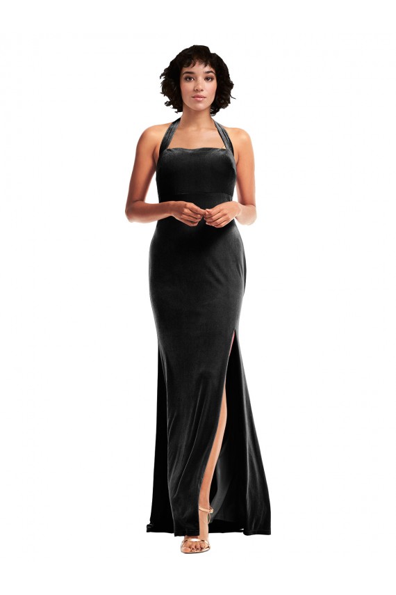 Sleeveless Halter Neck Low Back Stretch Velvet Mermaid Formal Evening Gown / Prom Dress / Bridesmaid Dress Brighton
