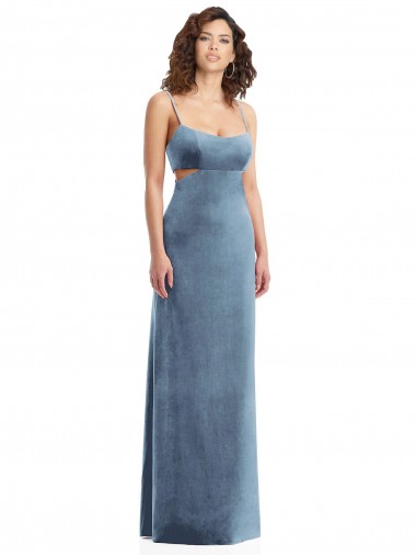 Sleeveless Square Neck Low Back Stretch Velvet Sheath Formal Evening Gown / Prom Dress / Bridesmaid Dress Brighton