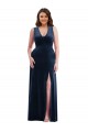 Sleeveless V-Neck Stretch Velvet Sheath Formal Plus Size Evening Gown / Prom Dress / Bridesmaid Dress Brighton