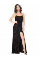 Sleeveless Spaghetti Straps Criss Cross Back Floral Velvet & Stretch Velvet A-Line Bridesmaid Dress Brighton