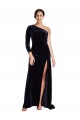 Long Sleeves One Shoulder Stretch Velvet A-Line Formal Evening Gown / Prom Dress / Bridesmaid Dress Brighton