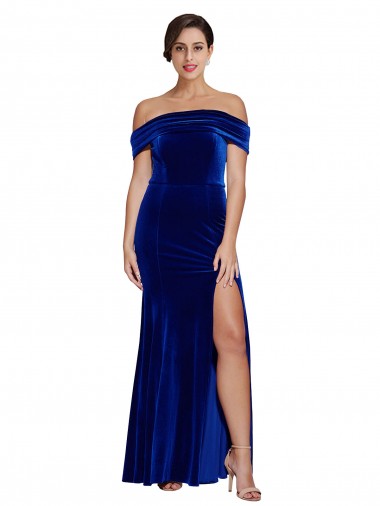Sleeveless Off the Shoulder Stretch Velvet Mermaid Formal Evening Gown / Prom Dress / Bridesmaid Dress Brighton