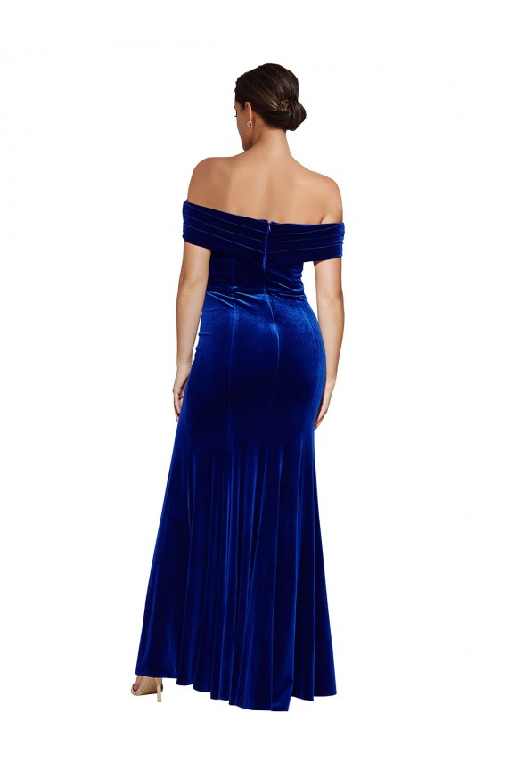 Sleeveless Off the Shoulder Stretch Velvet Mermaid Formal Evening Gown / Prom Dress / Bridesmaid Dress Brighton